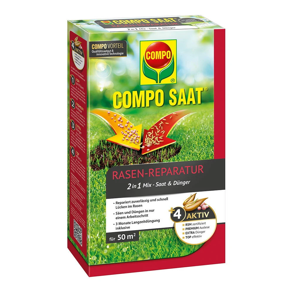Compo Rasen-Reparatur 2in1 Mix Samen Und Dünger 1,2 Kg Für 50 M² 3 Compo Rasen-Reparatur 2in1 Mix Samen Und Dünger 1,2 Kg Für 50 M²