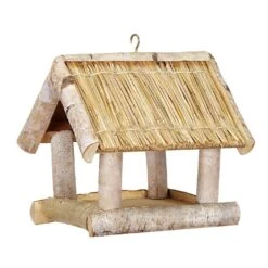 Vogelhaus Birke Mit Strohdach, 26 X 26 X 25 Cm