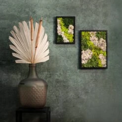 Eckiges Moosbild Mit Schwarzem Rahmen, Klein, 24 X 17 Cm