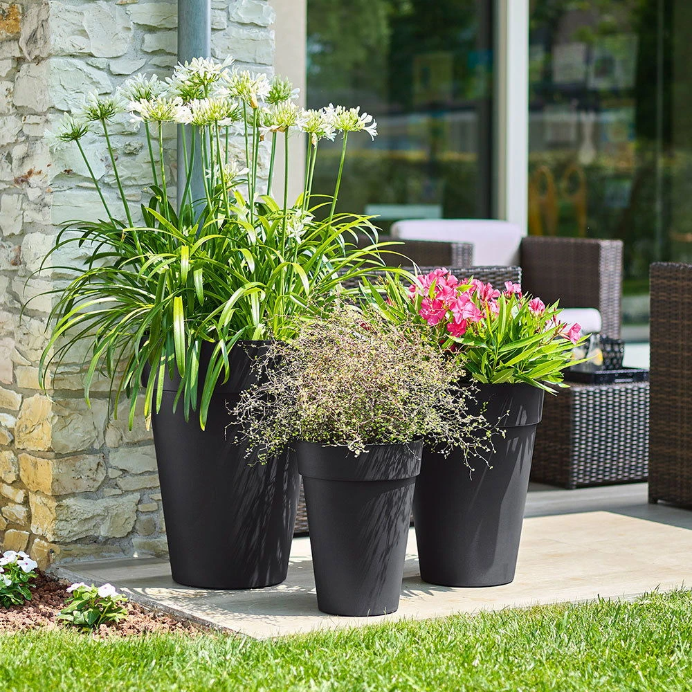 Pflanzkübel Liken Anthrazit 3 Pflanzkübel Liken Anthrazit