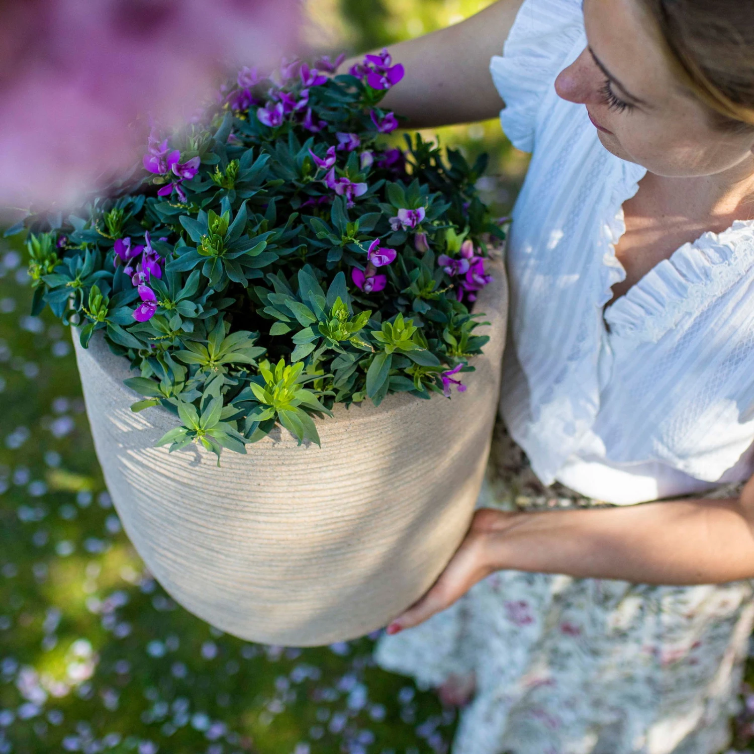 Pflanzgefäß 'Rib', Beige, Ø 35 X H 34 Cm 4 Pflanzgefäß 'Rib', Beige, Ø 35 X H 34 Cm – Bild 2