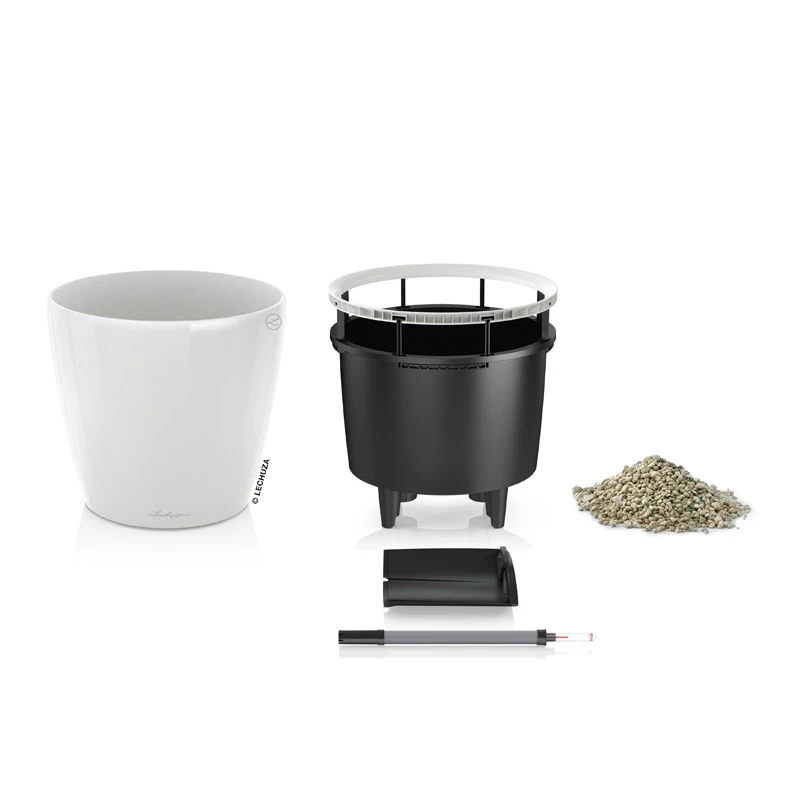 LECHUZA Classico Premium LS, All-in-One-Set, Weiß Hochglanz, Ø 21 Cm, H:20 Cm 4 LECHUZA Classico Premium LS, All-in-One-Set, Weiß Hochglanz, Ø 21 Cm, H:20 Cm – Bild 2